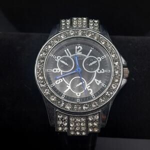 Alias Kim Watch Black Band Dial Blue Hands Womens Fashion Jewelry